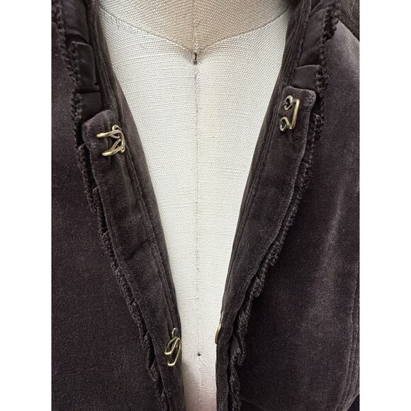 Antonio Melani Velvet Jacket Black Sz 6 Hook Eye Closure Peplum Victorian Style - Picture 4 of 7